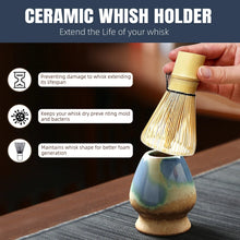 Load image into Gallery viewer, Blue Rustic Japanese Matcha Set with Ceramic Bowl | Bamboo Tea Whisk - 4 Pc