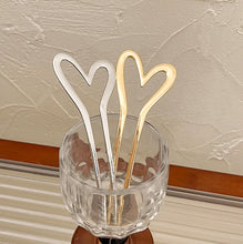 Load image into Gallery viewer, Gold & Silver Korean Heart Hair Sticks | Metal Hairstyle Pin - 1 Pc