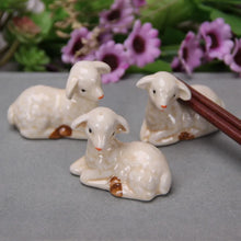 Load image into Gallery viewer, Ceramic Sheep Chopstick Rests | Cute White Animal Holder - 3 Pc Set