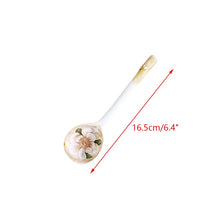 Load image into Gallery viewer, Beige Rose Vintage Ceramic Soup Spoon | Asian Cutlery - 1 Pc