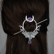 Load image into Gallery viewer, Dragonfly Witch Hair Sticks | Woodland Goddess Crescent Metal Pins - 1 Pc