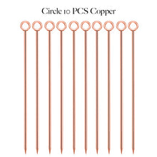 Load image into Gallery viewer, Circle Metal Cocktail Picks | Rose Gold Toothpick Skewers - 10 Pc Set