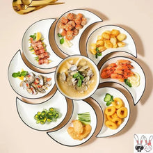 Load image into Gallery viewer, White Crescent 5-Piece Sushi Plates | Japanese Ceramic Dinnerware Set