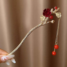 Load image into Gallery viewer, Dark Rose Hair Pin | Chinese Red Wood Hair Sticks - 1 Pc