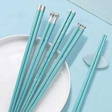Load image into Gallery viewer, Light Blue Luxury Chopsticks | Reusable Non-Slip Chinese Tableware - 5 Pair Set