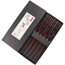 Load image into Gallery viewer, Wavy Wooden Chopsticks Gift Set | Japanese Dark Brown Wood Tableware - 5 Pairs