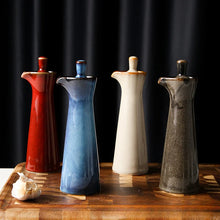 Load image into Gallery viewer, Tall Ceramic Seasoning Soy Sauce Bottle | Small Japanese Dispenser for Oil Vinegar - 1 Pc