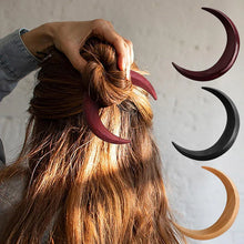 Load image into Gallery viewer, Wood Moon Hair Sticks | Hand Carved Wooden Crescent Pin - 1 Pc