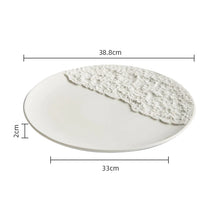 Load image into Gallery viewer, White Round Ceramic Sushi Plates | Japanese Textured Serving Platter - 1 Pc