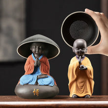 Load image into Gallery viewer, Praying Monk Tea Pet with Strainer | Chinese Ceramic Ornament - 1 Pc