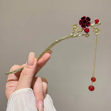 Load image into Gallery viewer, Dark Rose Hair Pin | Chinese Red Wood Hair Sticks - 1 Pc