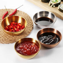 Load image into Gallery viewer, Stainless Steel Golden Soy Sauce Bowl | Asian Dipping Bowls  - 2 Pc Set