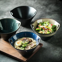 Load image into Gallery viewer, Blue Ceramic Ramen Bowls with Chopsticks Insert | Ceramic Japanese Bowl - 1 Pc