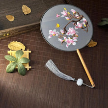 Load image into Gallery viewer, Red Flower Silk Chinese Embroidered Fan| Lunar New Year Gifts - 1 Pc