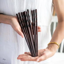 Load image into Gallery viewer, Wavy Wooden Chopsticks Gift Set | Japanese Dark Brown Wood Tableware - 5 Pairs