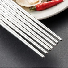 Load image into Gallery viewer, Korean Stainless Steel Metal Rounded Chopsticks - 10-Pair Set