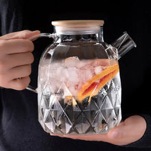 Load image into Gallery viewer, Diamond Glass Teapot with Bamboo Lid and Filter | Tea Kettle - 1 Set