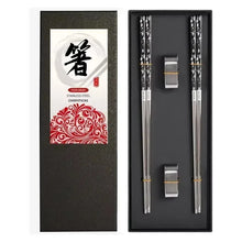 Load image into Gallery viewer, Blue Purple Metal Luxury Chopsticks Set | Korean Stainless Steel - 5 Pair