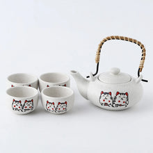 Load image into Gallery viewer, Lucky Cat Teapot with 4 Tea Cups | Ceramic  Japanese Chinese Maneki Neko Set