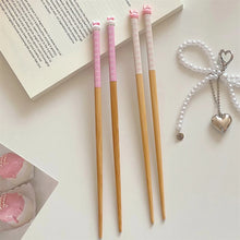 Load image into Gallery viewer, Cute Pink & White Rabbit Chopsticks | Kawaii Bunny Chinese Wooden Chopstick - 1 Pair