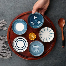 Load image into Gallery viewer, Blue Pattern Soy Sauce Dish | Small Ceramic Japanese Bowl for Sushi - 1 Pc