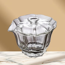 Load image into Gallery viewer, Petal Ridge Glass Gaiwan Tea Cup with Spout | Chinese KungFu Set