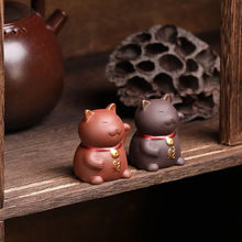 Load image into Gallery viewer, Lucky Cat Tea Pet | Purple Sand Clay for Chinese Tea Ceremony - 1 Pc