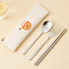Load image into Gallery viewer, Animal Stainless Steel Travel Utensil Set with Case | Cute Spoon Fork Chopsticks Sets