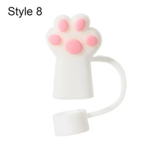 Load image into Gallery viewer, Cute Cat & Paw Silicone Straw Toppers | Reusable Cup Covers - 1 Pc
