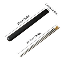 Load image into Gallery viewer, Gold Bead Silver Stainless Metal Korean Portable Travel Chopsticks - 1/5/10 Pairs
