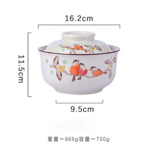 Load image into Gallery viewer, Retro Bird Japanese Instant Ramen Bowl With Lid | Large Ceramic Dish - 1 Pc