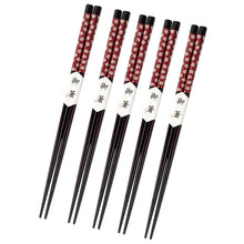 Load image into Gallery viewer, Red & Blue Cherry Blossom Chopsticks | Wooden Reusable Japanese - 2/5 Pairs