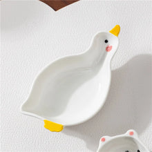 Load image into Gallery viewer, Cute Animal Soy Sauce Bowl Set | White Asian Dipping Bowls - 4 Pc