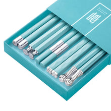 Load image into Gallery viewer, Light Blue Luxury Chopsticks | Reusable Non-Slip Chinese Tableware - 5 Pair Set