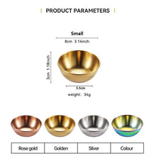 Load image into Gallery viewer, Stainless Steel Golden Soy Sauce Bowl | Asian Dipping Bowls  - 2 Pc Set