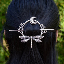 Load image into Gallery viewer, Dragonfly Witch Hair Sticks | Woodland Goddess Crescent Metal Pins - 1 Pc
