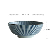 Load image into Gallery viewer, Large Japanese Ramen Bowls | Ceramic Noodle Stripe Dish - 1 Pc