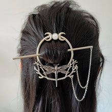 Load image into Gallery viewer, Dragonfly Witch Hair Sticks | Woodland Goddess Crescent Metal Pins - 1 Pc