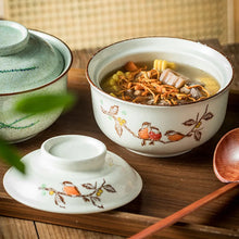 Load image into Gallery viewer, Retro Bird Japanese Instant Ramen Bowl With Lid | Large Ceramic Dish - 1 Pc