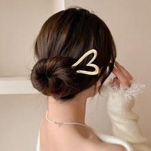 Load image into Gallery viewer, Gold & Silver Korean Heart Hair Sticks | Metal Hairstyle Pin - 1 Pc