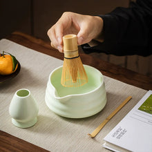 Load image into Gallery viewer, Green Traditional Japanese Matcha Tea Bowl and Whisk Holder - 2 Pc Set