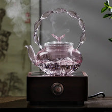 Load image into Gallery viewer, Cute Pink Butterfly Glass Teapot | Kawaii Kettle with Infuser - 1 Pc