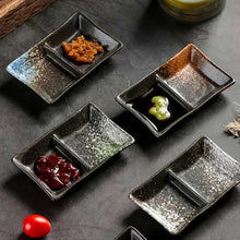 Load image into Gallery viewer, Duo Japanese Soy Sauce Dish | 2 Divided Sushi Dipping Bowl - 1 Pc