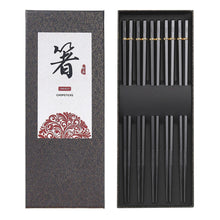 Load image into Gallery viewer, Black Textured Luxury Chopsticks Gift Set | Japanese Fiberglass Fancy Tableware - 5 Pairs