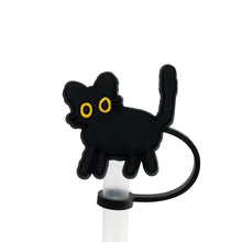 Load image into Gallery viewer, Cute Black Cat Straw Toppers | Silicone Cup Covers - 1 Pc