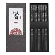 Load image into Gallery viewer, Black Textured Luxury Chopsticks Gift Set | Japanese Fiberglass Fancy Tableware - 5 Pairs