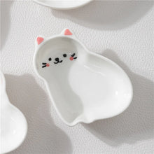 Load image into Gallery viewer, Cute Animal Soy Sauce Bowl Set | White Asian Dipping Bowls - 4 Pc