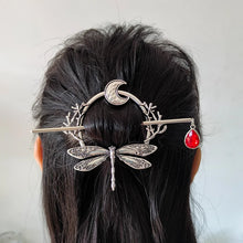 Load image into Gallery viewer, Dragonfly Witch Hair Sticks | Woodland Goddess Crescent Metal Pins - 1 Pc
