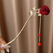 Load image into Gallery viewer, Dark Rose Hair Pin | Chinese Red Wood Hair Sticks - 1 Pc