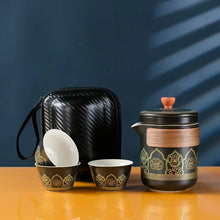 Load image into Gallery viewer, Central Asia Portable Travel Tea Set Ceramic Teapot with Cups & Bag - 1 Set